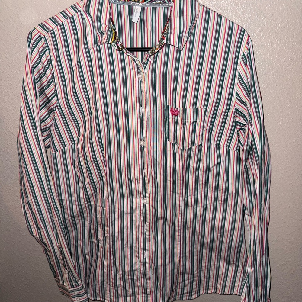CINCH WOMEN'S STRIPED LONG SLEEVE BUTTON-DOWN